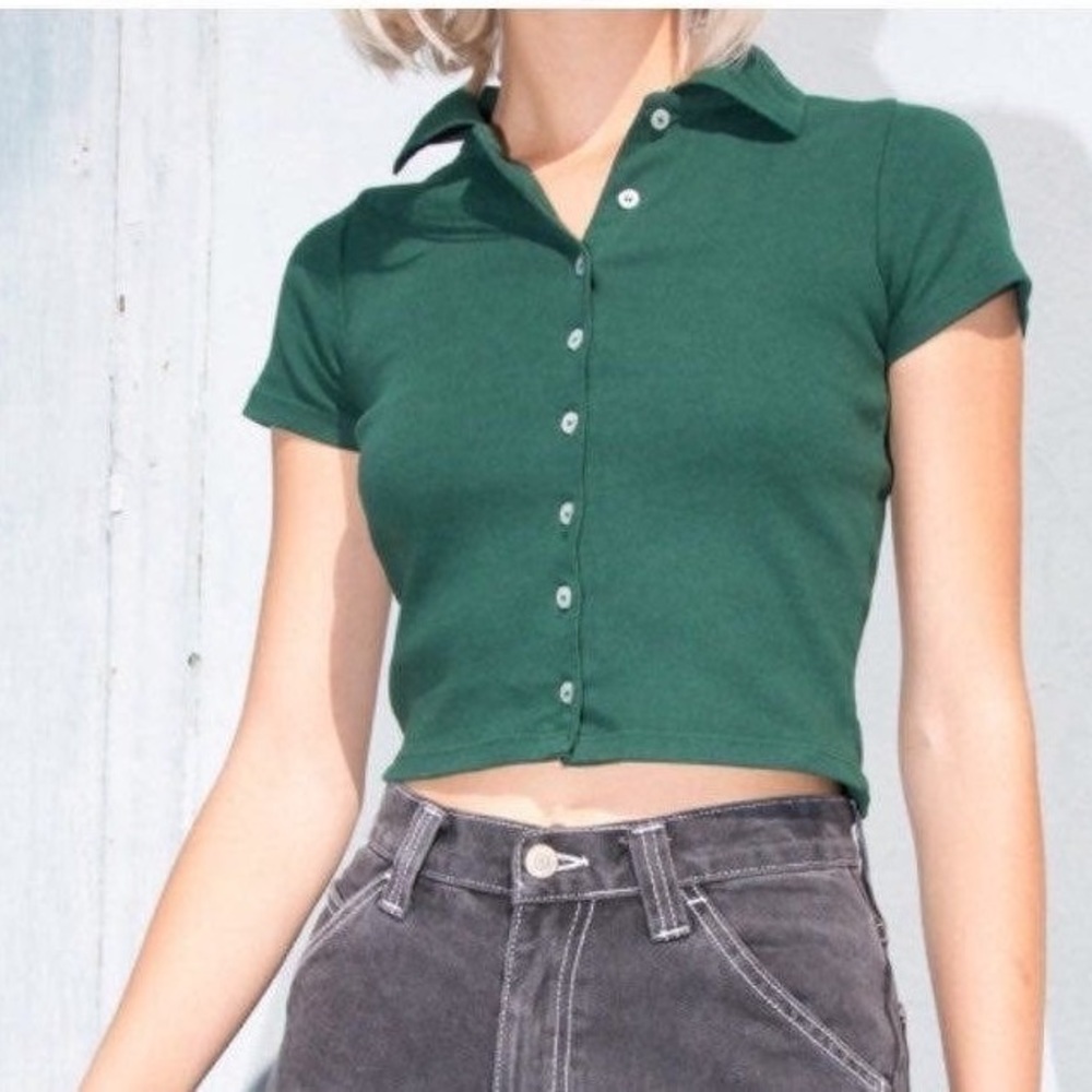 BRANDY MELVILLE dark green button-down top